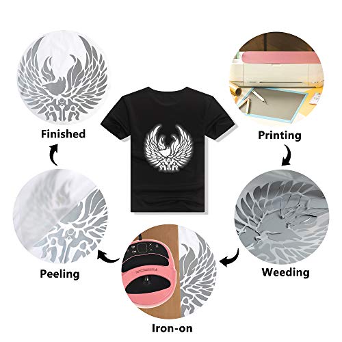 Image of RENLITONG Reflective HTV Iron on Vinyl 12Inch by 10ft Roll Heat Transfer Vinyl for T-Shirt HTV Rolls for All Cutter Machine - Easy to Cut & Weed for Heat Transfer Design (Reflective Dark Gray)