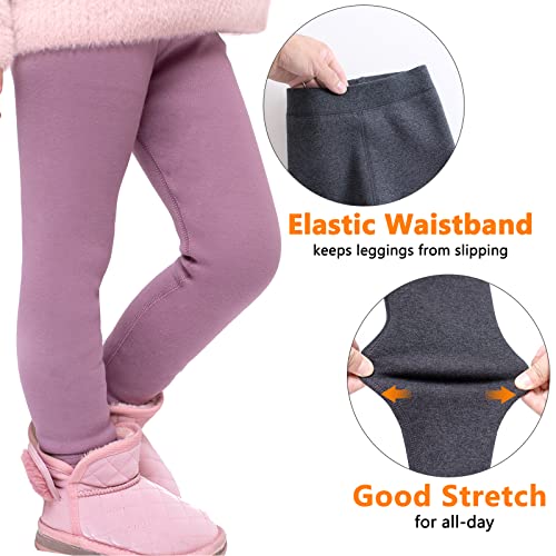 Girls Winter Fleece Lined Leggings Kids Thick Warm Pants for 7-8 Years Mauve2