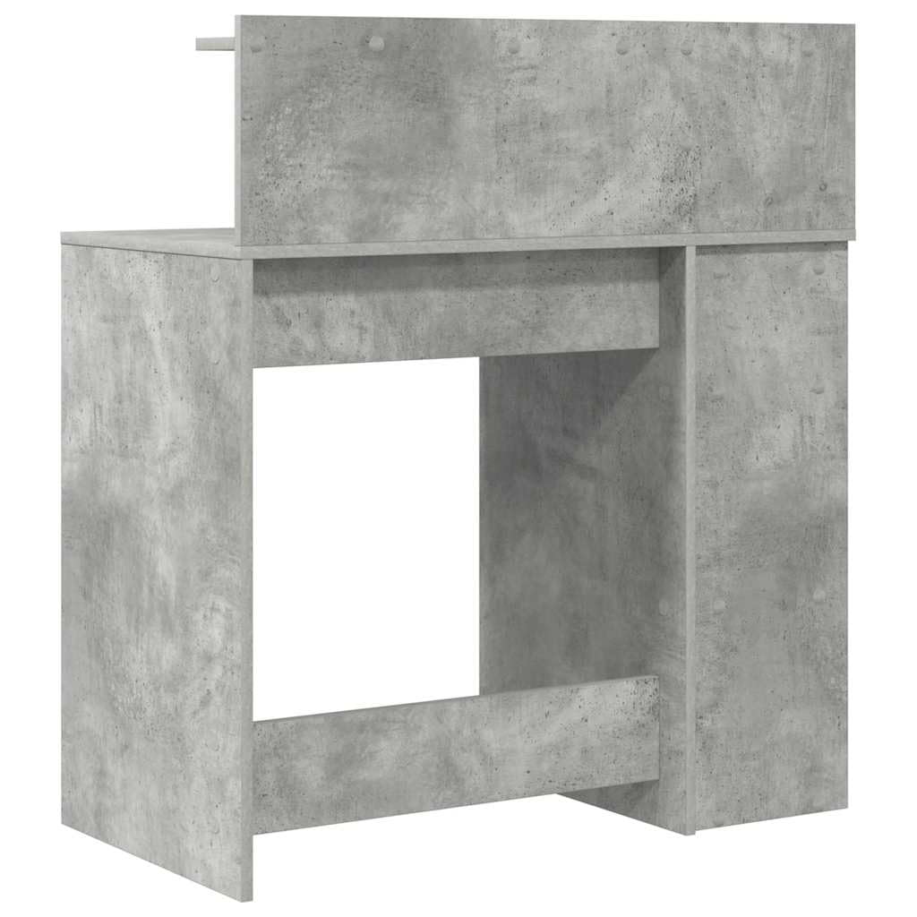 Scrivania in legno grigio cemento, 90 x 48 x 101,5 cm, con 4 ripiani, moderna scrivania da ufficio per casa e studenti, ideale come tavolo da lavoro e scrivania per computer in stile