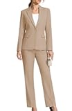 Women's 2 Piece Business Office Suit Lady Peaked Lapel Slim Fit One Button Blazer Jacket and Pants Set