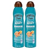 Hawaiian Tropic Sunscreen Island Sport Broad Spectrum Sunscreen Spray, SPF 50, 6 Ounce - Twin Pack