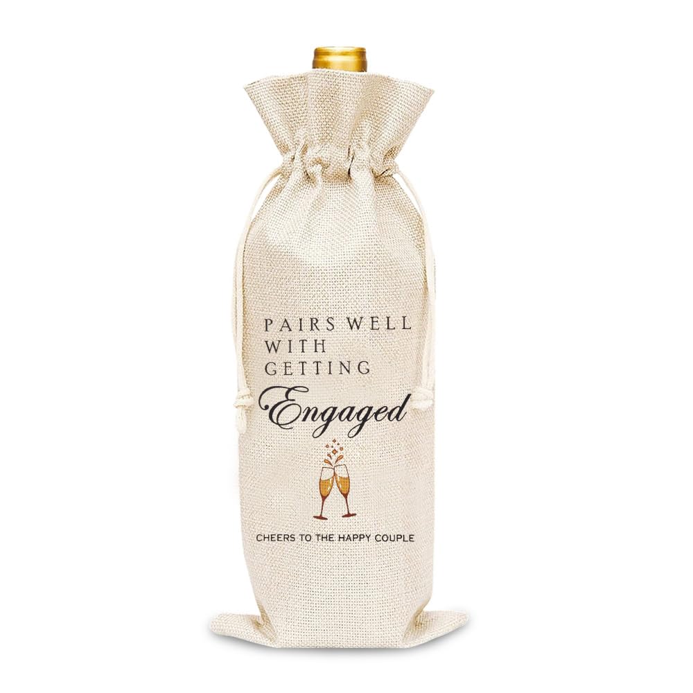 Engaged Engagement Gifts for Couples Women Men Engagement Wine Bottle Gift Bag Congratulations Gifts for Fiance Fiancee Newly Engaged Christmas Gifts for Wine Lovers Couples