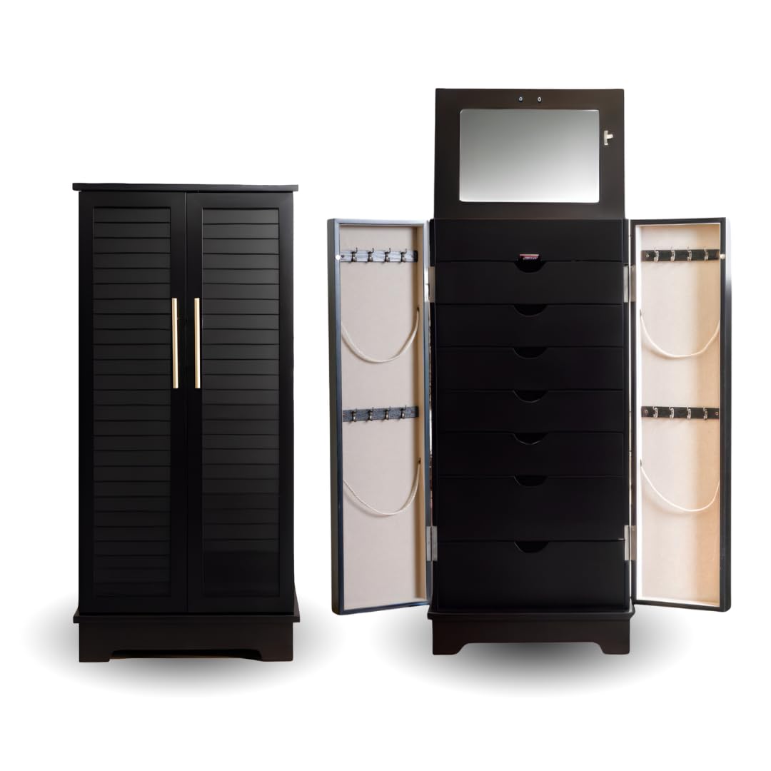 Alveare Home Port Fully Locking Jewelry Armoire, Charcoal