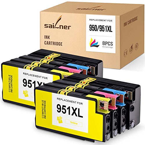 SAILNER Compatible Ink Cartridge Replacement for HP 950XL 951XL 950 XL 951 XL use with OfficeJet 8600 8610 8620 8630 8625 8100 (2 Black 2 Cyan 2 Magenta 2 Yellow, 8-Pack)