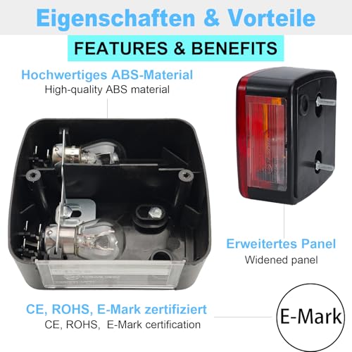 CXTM Anhänger Rückleuchten 12V Universelle Wasserdichte Rücklicht Anhänger für PKW, LKW, Wohnwagen und Nutzfahrzeuge (2Pcs Rückleuchten)
