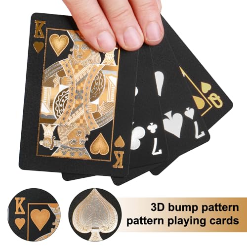 Naipes impermeables de plástico negro para póker miniatura 3