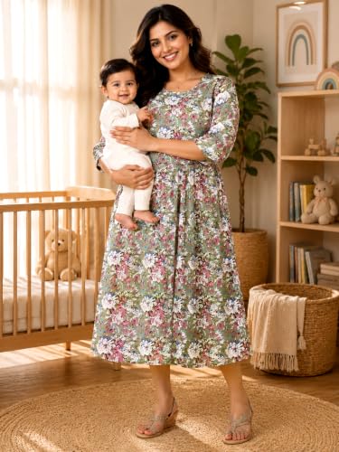 Image of RITIJYA Zipless Feeding Kurta Dress for Women | Maternity Nursing Kurti, No-Zip Easy Access | Extra Pleats Pre to Post Pregnancy | Quick-Dry Fabric | S-4XL
