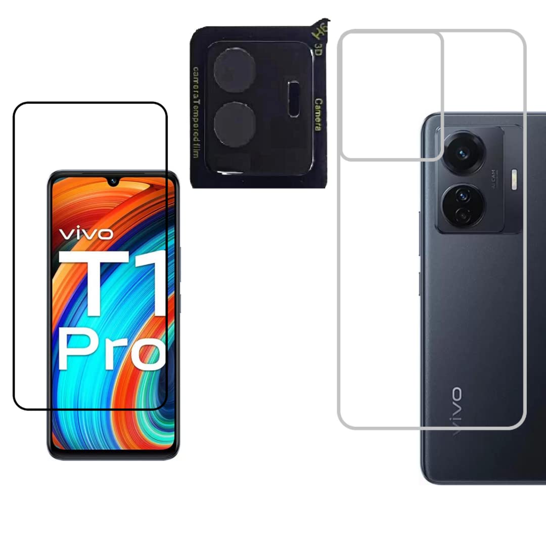 TECH KONNECT VIVO T1 Pro Edge To Edge Front Screen Guard and Ultra Thin Back Protective Film With Camera Lens Protector,Front and Back Screen Protector with Camera Lens Protector Combo [3 Pack]