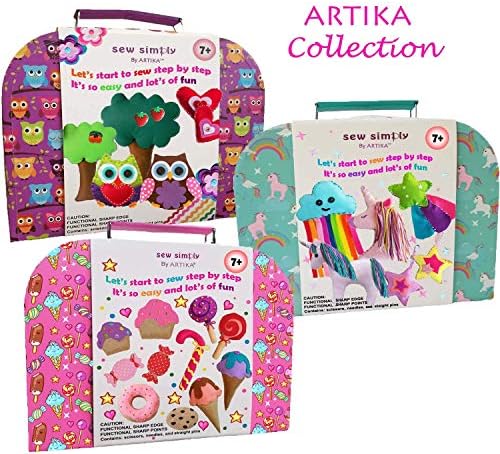 Artika Sewing Kit for Kids - Wide Ranging Arts and Crafts Kit w/ Quality Supplies Including Felts, Buttons, Scissors, Needles and More - Great Gifts for Kids, Owl Craft Kit 7 51o+koePMFL. AC