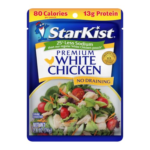 StarKist 25% Less Sodium Premium White Chicken, 2.6oz Pouch, 1-Pack