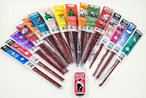 Buffalo Bob's Wild Game Jerky- Sampler Gift Pack of 10 with Bacon Flavored Toothpicks Bundle - //coolthings.us