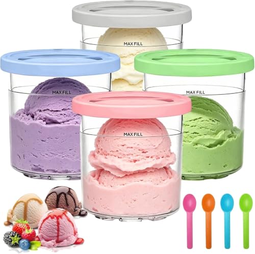 4Pcs Behälter Für Ninja CREAMI NC300EU NC301EU Auslaufsicher Für Ninja Creamy Eismaschine Becher Zubehör NC301 NC300 NC299AMZ NC299 Spülmaschinenfest BPA-frei 16 Unzen