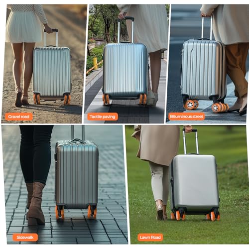 Image of 8Pcs Upgrade Luggage Wheel Covers,Essential Travel Accessories, Orange, Soft, Silent. Protect Luggage Wheels
