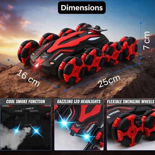 Image of RC Stunt Car 8 Wheels Gesture Sensing Drift Smoke Toy 8Wd Rechargeable Remote Control Racing Cars 360 Rotating LED Lights Hand Crawler Toy Gift for Kids Boys Adults 5+ Years