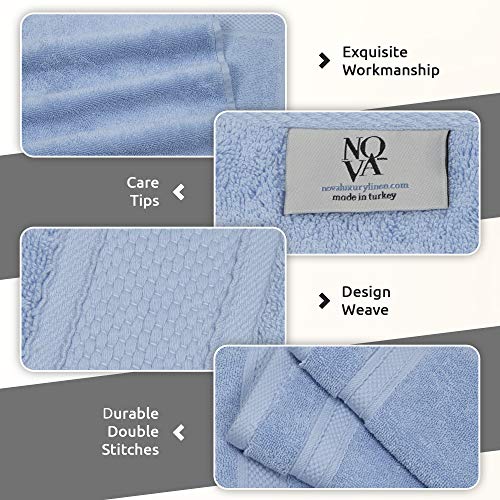 Nova Luxury Linen - Hotel Quality Turkish Towel Set For Bathroom (6 Pcs Towel Set, Sky Blue) #TOP2