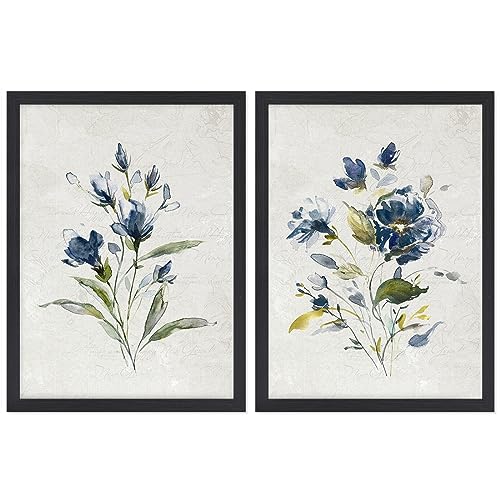 JOWOROLO Botanical Prints Wildflower Prints Blue Floral Wall Art -