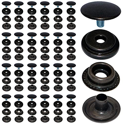 100pcs 15MM Plated Steel Snaps Marine Boat Canvas Gunmetal Black