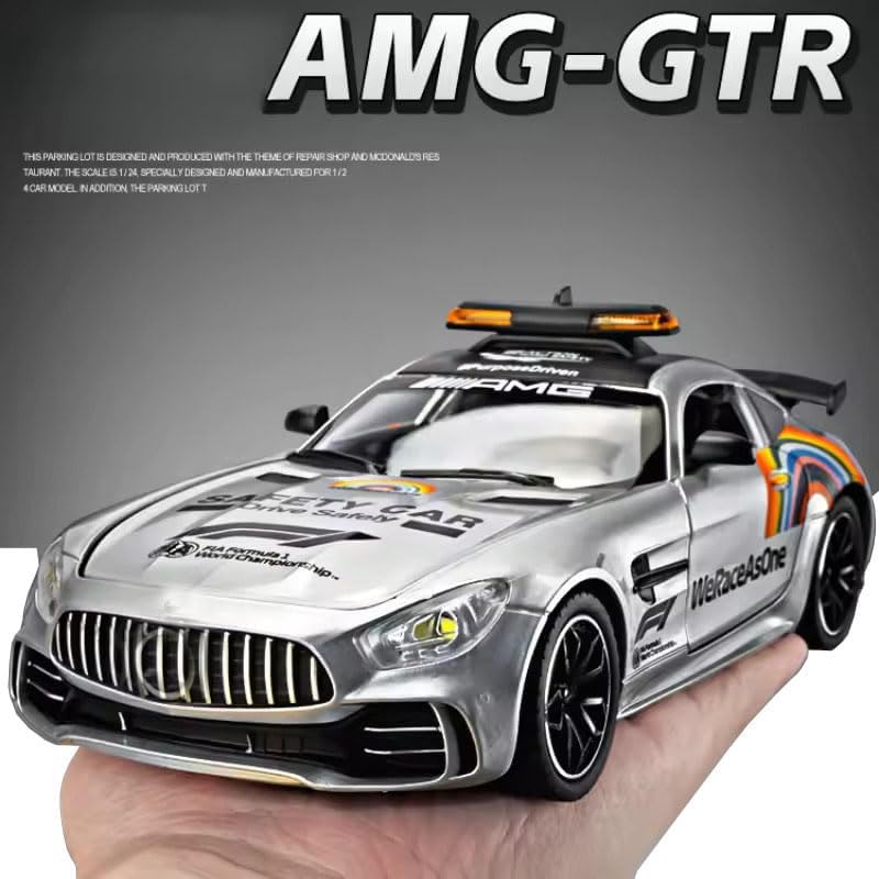 Image of Magicwand 1:24 Scale Die-Cast AMG-GT3【Large】【Box Packing】 with 4 Openable Doors,Pull Back Action,Lights,Music 【Police Silver】【Pack of 1】