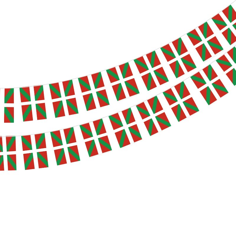 Drapeau du Pays Basque 40 pièces Drapeau de la Corée du Nord, guirlande Euskadi 11,4 m, fanions du Pays Basque, drapeaux nationaux 14 x 21 cm