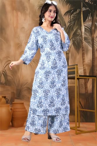 Image of MS VHCK ENTERPRISE Women's Rayon Straight Printed Kurta with Palazzo