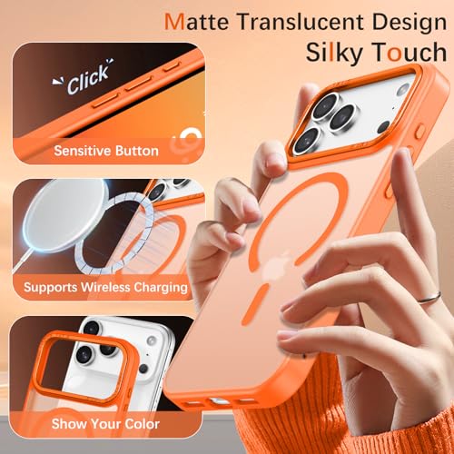 Image of YINLAI for iPhone 17 Pro Max Case 6.9-inch,Magnetic Compatible with MagSafe, Slim Matte Anti-Fingerprint, Shockproof Full Body Military Grade Protection for iPhone 17 Pro Max Cover, Cosmic Orange