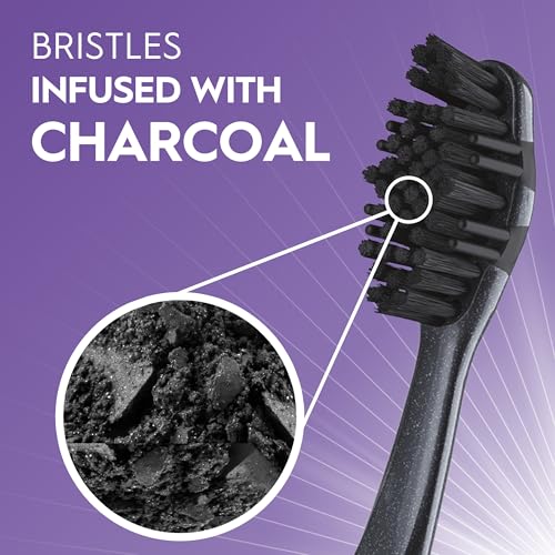 Image of Oral-B 3D White Charcoal Toothbrush, 2 Count Soft Manual tootbrush Pack, Whitens Teeth, removes Plaque and Stains, Tongue Scraper Tooth Brush (Pack of 3)