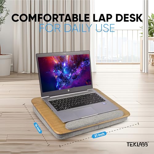 Image of Medium Lap Desk Pillow | Wooden Laptop Stand | Portable Lap Desk for Home, Office, and Travel Comfortable workspace for Maximum Productivity (Medium)