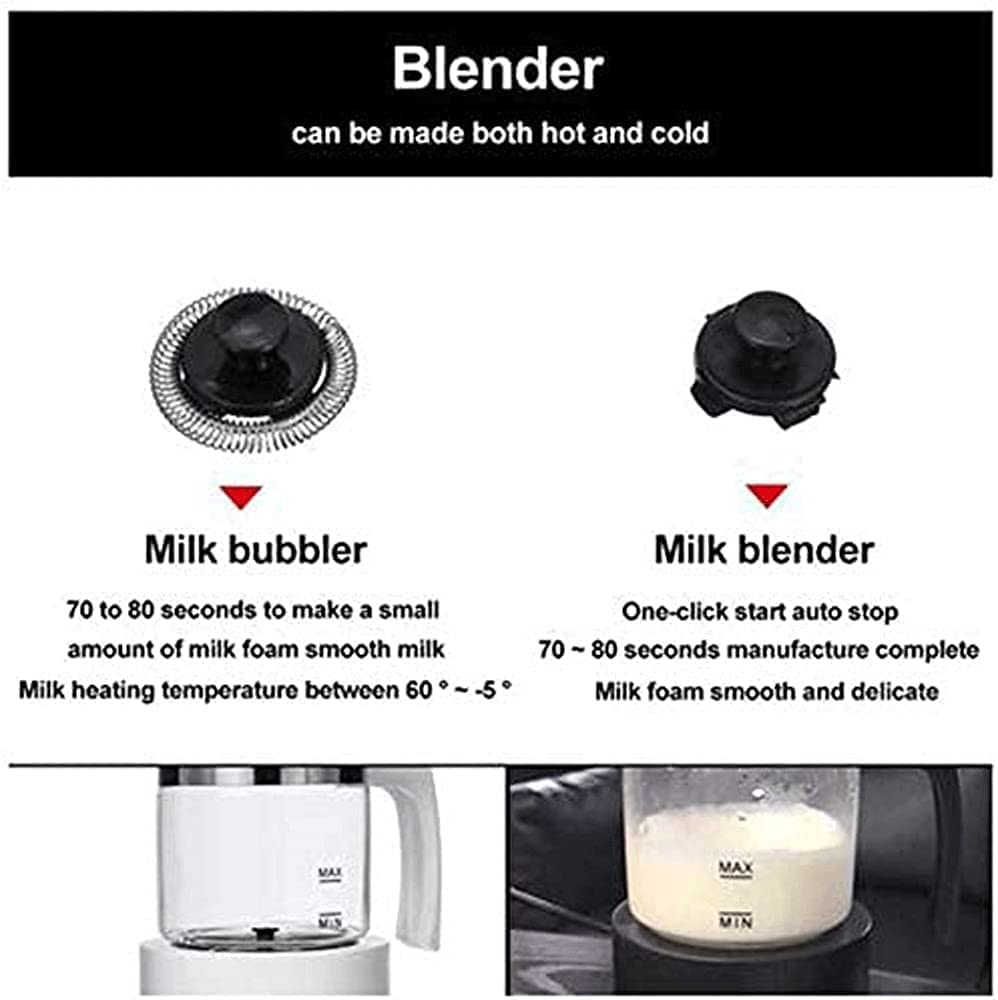 HMTE Montalatte Montalatte Elettrico Montalatte caffè Montalatte 700Ml Scaldaschiuma di Grande capacità Schiuma di Ceramica Interno Antiaderente Spegnimento Automatico 109 (Colore: Bianco) (Bianco)