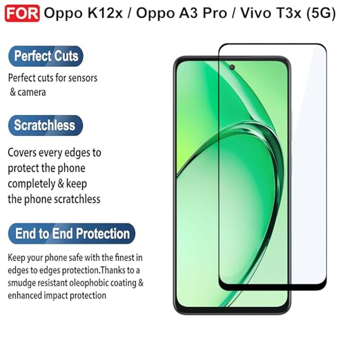 Image of Edge To Edge Screen Protector Tempered Glass For Oppo K12X 5G With Easy Installation Kit