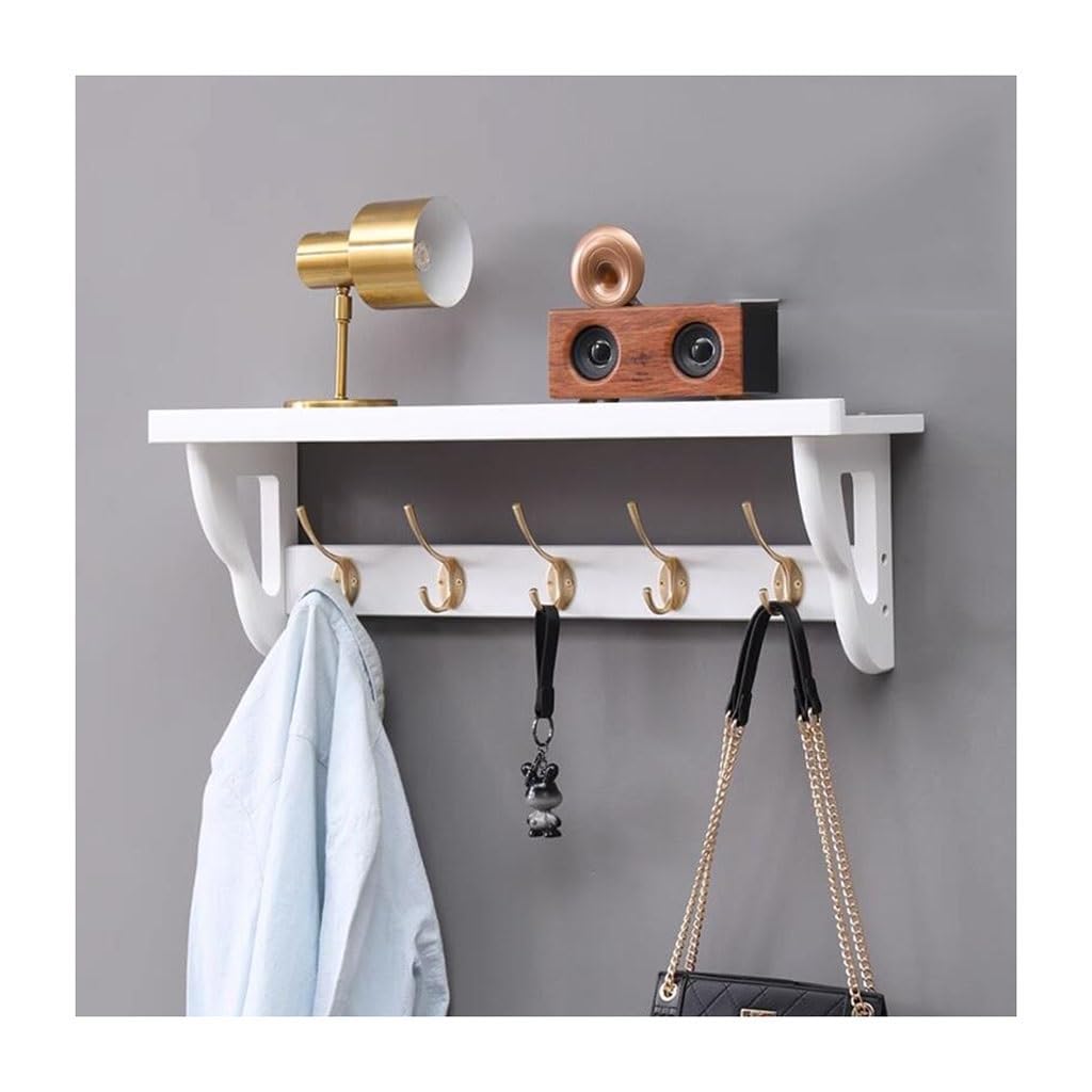JNTFNE Wall Mount Coat Rack with Shelf - Wood Hanging Hanger Hat for Entryway Mudroom Hooks Underneath