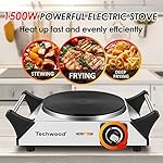 Techwood Hot Plate for Cooking, 1500W Electric Stove Countertop Single Burner with Adjustable Temperature & Stay Cool Handles, 7.5” Cooktop for Home/RV/Camp, Compatible for All Cookwares, Silver - Image 4