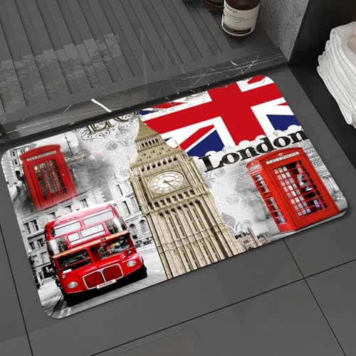 DALEXHM Tapis de Bain 40x60 cm, antidérapant,Doux,Absorbant l'eau,en Microfibre,pour la Salle de Bain,Lavable en Machine,Londres, Angleterre. Monument...