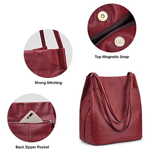 Image of Kattee Women Soft Genuine Leather Totes Shoulder Bag Purses and Handbags with Top Magnetic Snap Closure