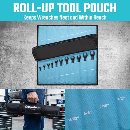 Image of DURATECH Flex-Head Ratcheting Wrench Set, 22-Piece, Black Electrocoat
