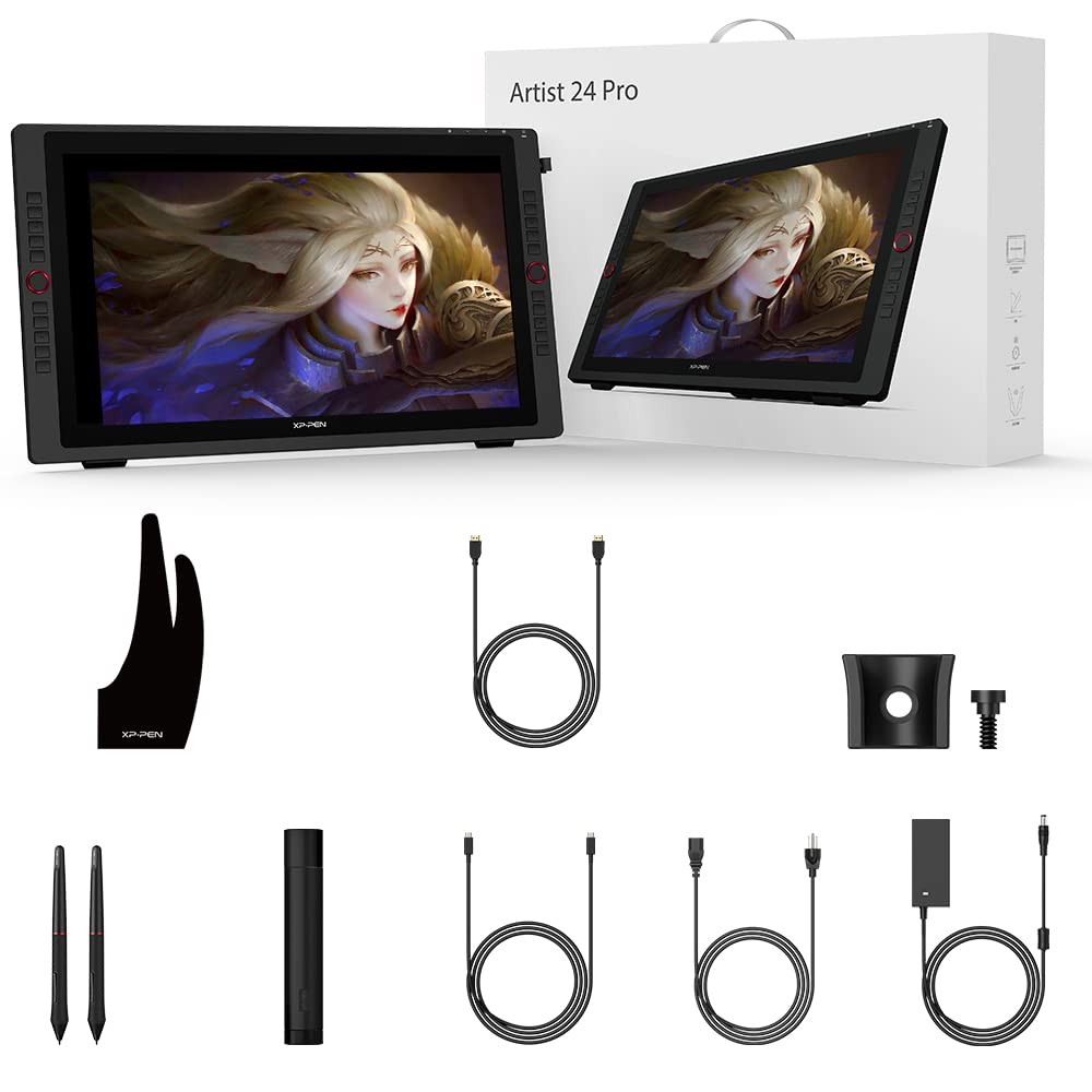XP-Pen Artist 24 Pro Tablette Graphqiue à Ecran 2K QHD en 23.8 Pouces Stylet Passif 8192 Niveaux Connection USB-C - Compatible avec Windows/Mac/Android