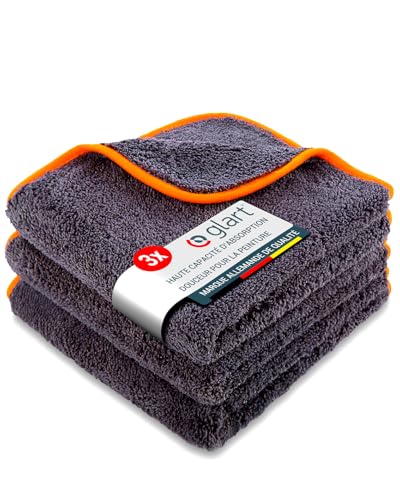 ✅ Glart 443TPO Lot de 3 Chiffons Microfibre Voiture, Super Absorbant Chiffons de Polissage, Polyvalents pour Motocyclette et Machine à Polir les Voitures,...