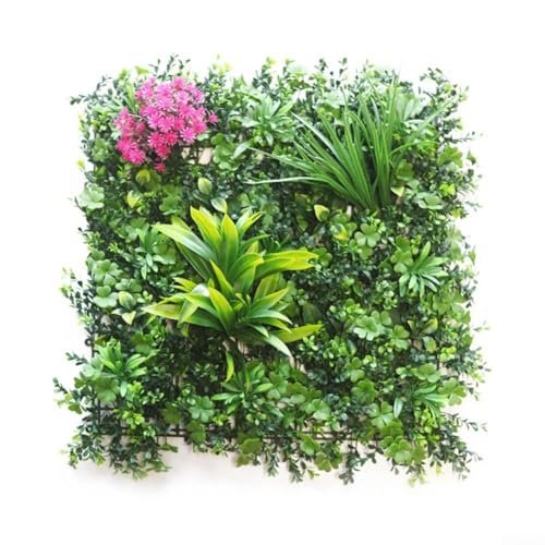 Paneles de pared de flores artificiales, paneles de plantas de seto artificial, paneles de pared de plantas de hierba, valla de pared verde, para decoración del hogar en interiores o exteriores (A)