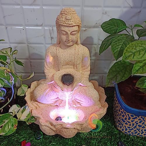 Image of Decorative Table Top Water Fountain for Home Decor /Office /Indoor & Outdoor /Garden /Puja Room /Vaastu with Multicolor LED Light and Adjustable Water Pump (D-030)