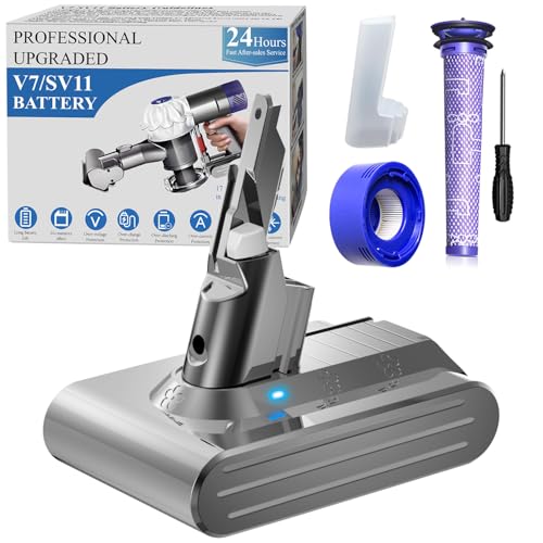 DTK Batterie pour Dyson V7 Batterie SV11 Compatible avec Dyson V7 Animal/Absolute/Fluffy/Motorhead/Trigger/HEPA avec 2 Filtres