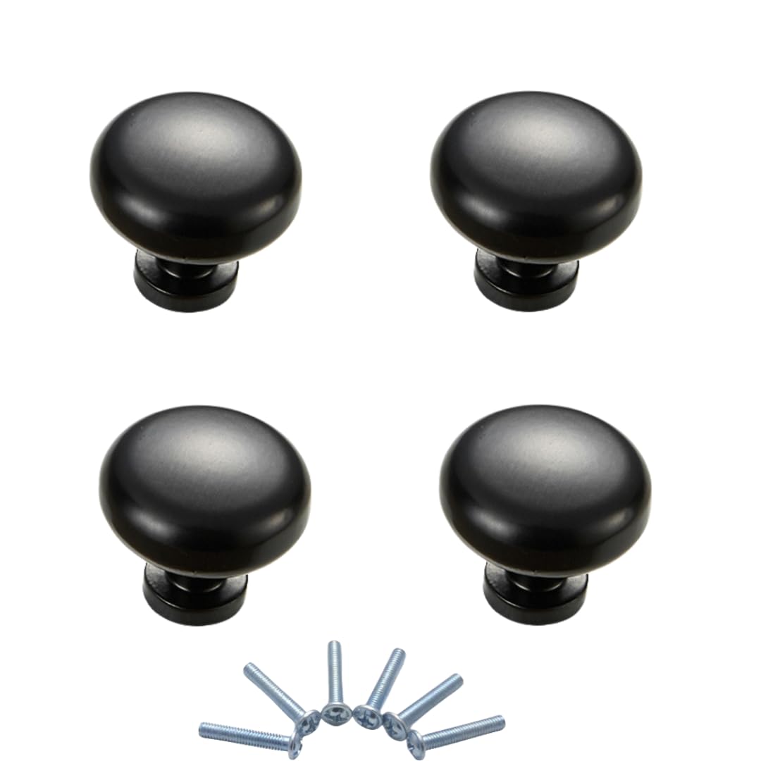 NLQCSXWEP Zinc Alloy Cabinet Bow Handle, Zinc Alloy Cabinet and Drawer Handles Matte Black Multiple Sizes 4-Pack(4203-single Hole)