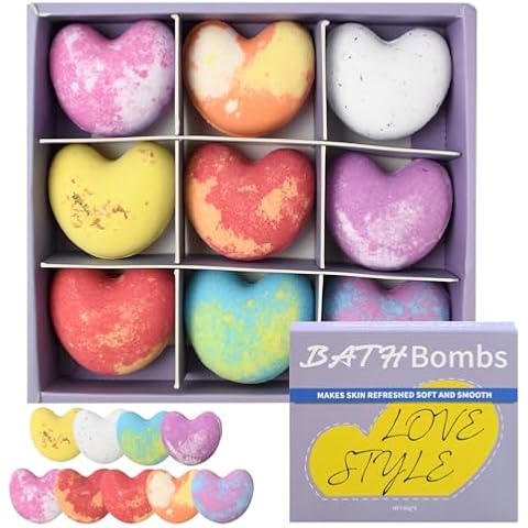 Pagezol 9PCS Love Heart Bath Bombs Set Cover