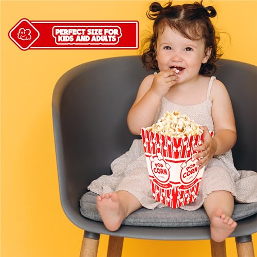 Image of Poppy's Large Popcorn Boxes - 20 Pack 46 Oz Concession-Grade Popcorn Buckets, Popcorn Machine Accessories for Popcorn Bars, Movie Nights, Concessions