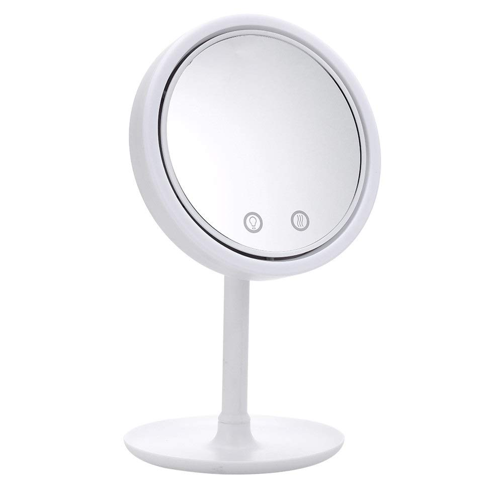 FLYIODFCXV Cosmetic mirror, Makeup Mirror with LED Light and Fan 90-degree Rotation Cosmetic Portable Detachable Tabletop with 5X Magnifier