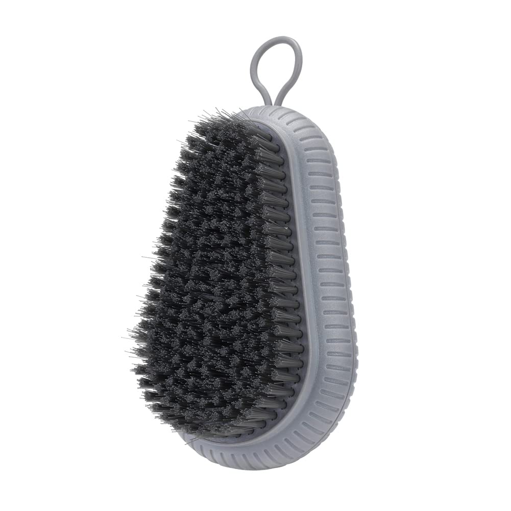 JSCARLIFE Easy-to-Hold Portable Soft Plastic Scrub Brush,Multi-Purpose Scrubbing Brush Soft Bristle Brush for Laundry Clothes Shoes Bathroom Shower Sink Floor (Grey)