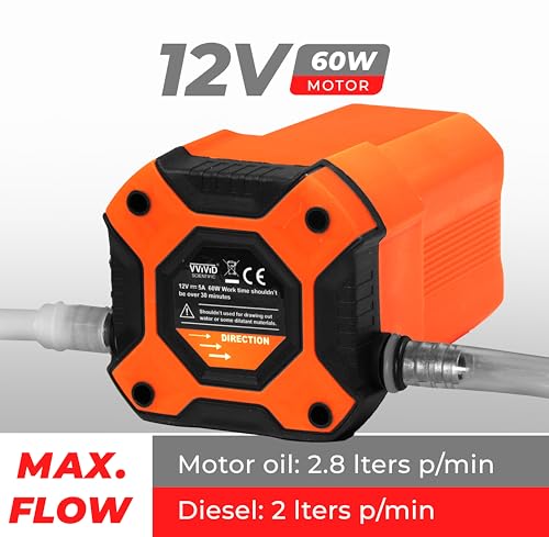 VViViD 12V, 60W Oil Extractor Pump, DIY Oil Change and Scavenge, Compatible With Trucks, Cars, Motorbikes, Lawnmowers, Boats etc.