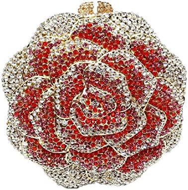 Boutique De Fgg Elegant Champagne Crystal Flower Women Minaudiere