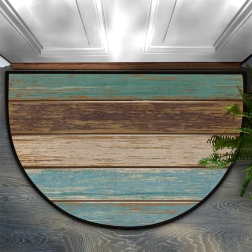 Wooden Board Half Round Door Mat NonSlip Washable Half