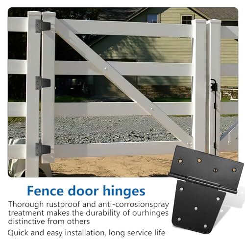 Foldable, Pack of 6 Heavy Duty Door Hinges, Black T Door Hinges for Wooden Doors Garden Gate Outdoor Hinges, with 54 Screws Included - Image 4
