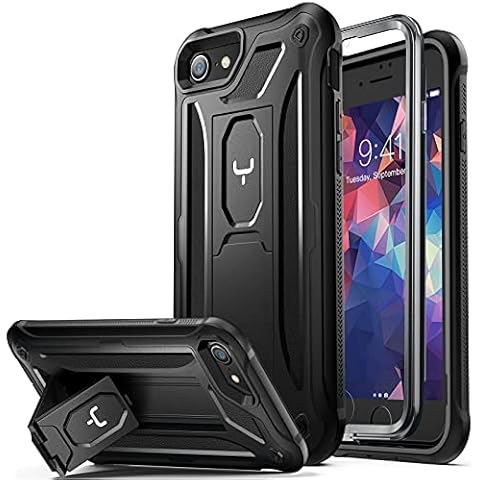 YOUMAKER iPhone SE 2020 Case, iPhone 8 Case, iPhone 7 Case, Built-in Screen Protector Kickstand Full Body Heavy Duty Shockproof Cover for iPhone SE & iPhone 8/7 4.7 inch - Black Cover