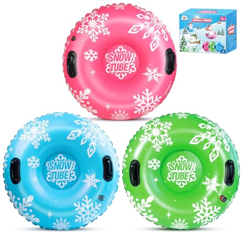 ZMLM 3 Pack Snow Tube for Sledding - 36" Inflatable Snow Sled for Kids | Heavy Duty Blow Up Tube with Handles Toddler Adults Outdoor Winter Toys Gift for Tubing Sled Sport Supplies - image 1
